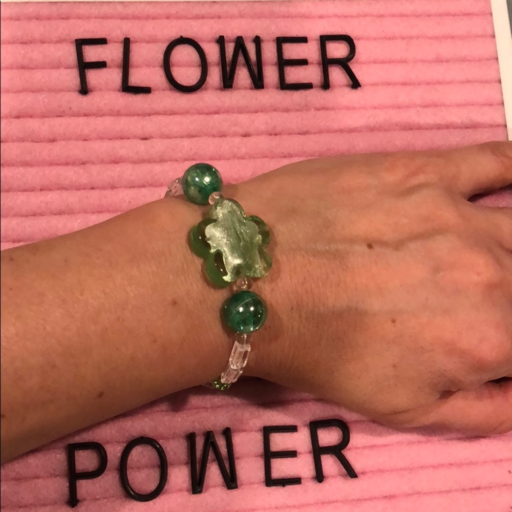 New Green Flower Swarovski Bracelet